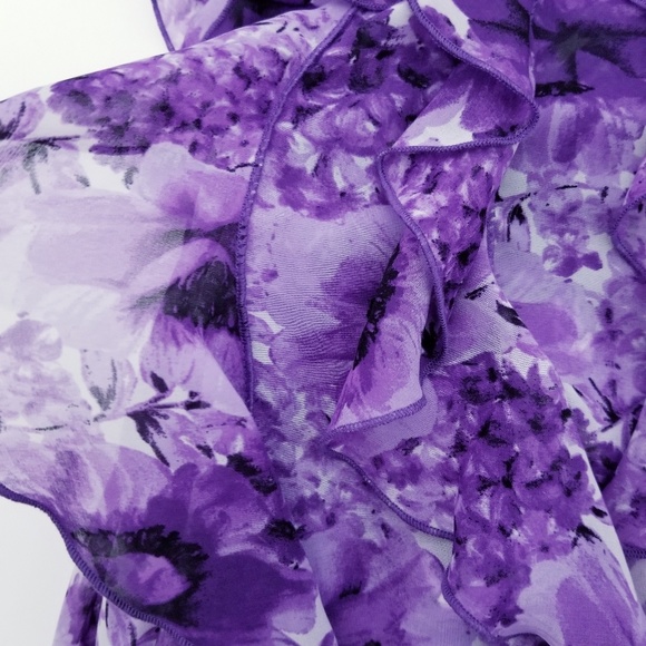 Purple Floral Chiffon Layered Dress - Picture 8 of 8